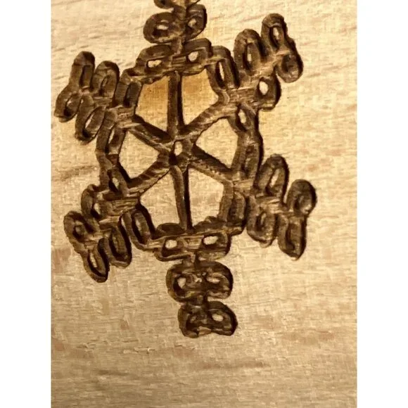 Engraved Cookie Rolling Pin Snowflake Pattern Handmade Wooden Rolling Pin - Picture 7 of 8